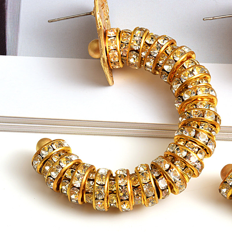 Metal Diamond Flash Temperament Earrings With Diamonds Jewelry/Accessories
