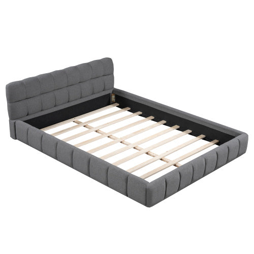 Double Bed With Soft Linen Backrest Furniture