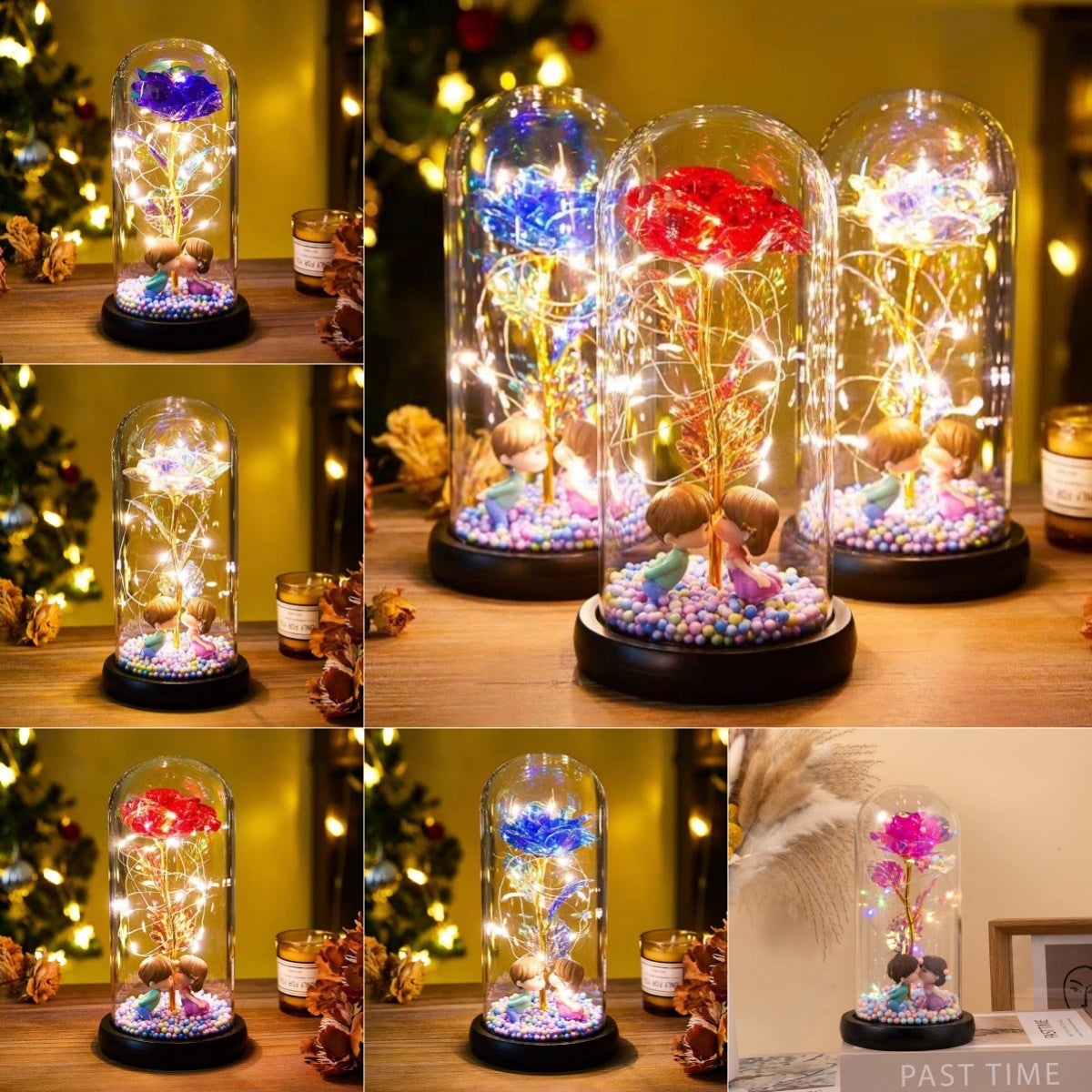 Eternal Rose LED Light Foil Flower in Glass Cover – Night Light Lamp Decor for Home, Bedroom, Wedding, Anniversary, and Any Special Occasion