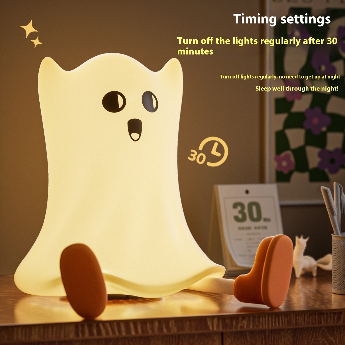 Halloween Silicone Ghost Shaped Bedside Lamp With Touch Control Soft Glow For Water-resistant Decoration Home Ornaments