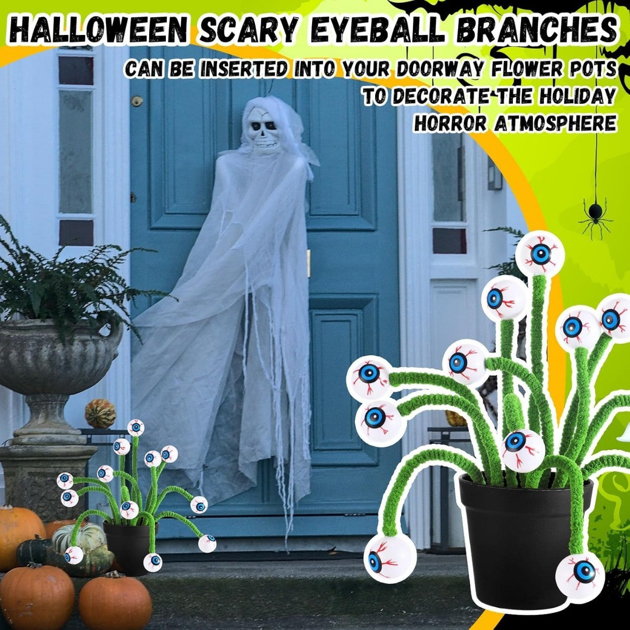 Halloween Three-dimensional Eye Beads Twig Cutting Bouquet Creative Funny Decoration Home Ornaments