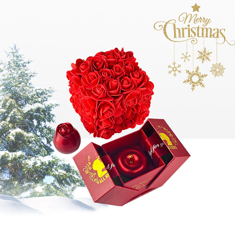 Soap Rose Gift Box with Crystal Pendant Necklace – Eternal Flower Jewelry Box Set – Perfect Gift for Any Occasion: Wedding, Birthday, Anniversary & More
