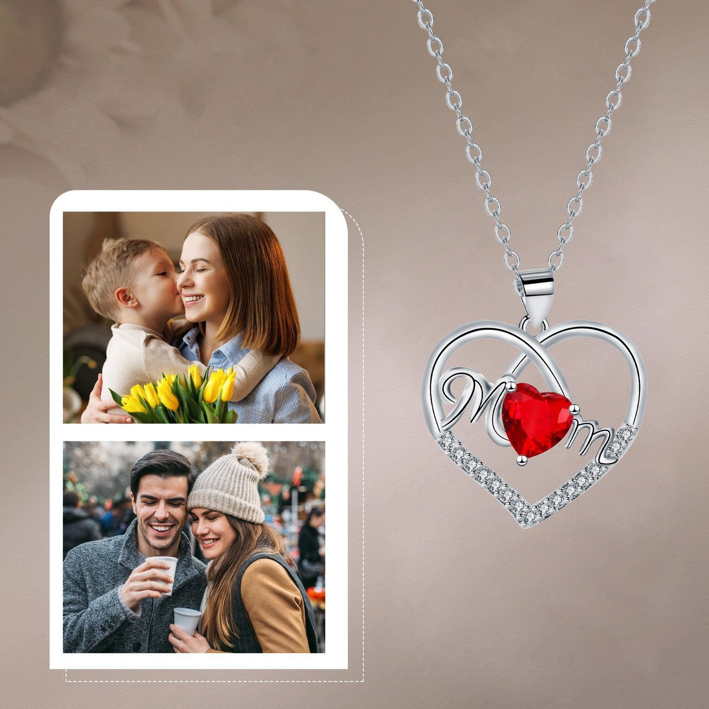 Heart-shaped Mom Necklace Fashion Simple Mother's Day Gift Jewelry/Accessories