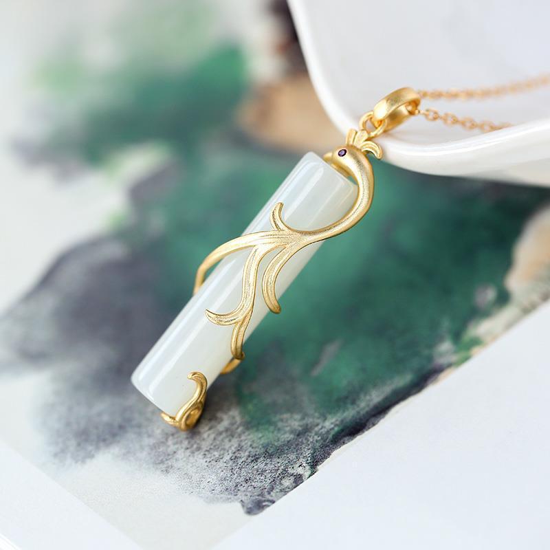 Hetian Jade Prosperity Brought By The Dragon And The Phoenix Pendant Necklaces Jewelry & Accessories