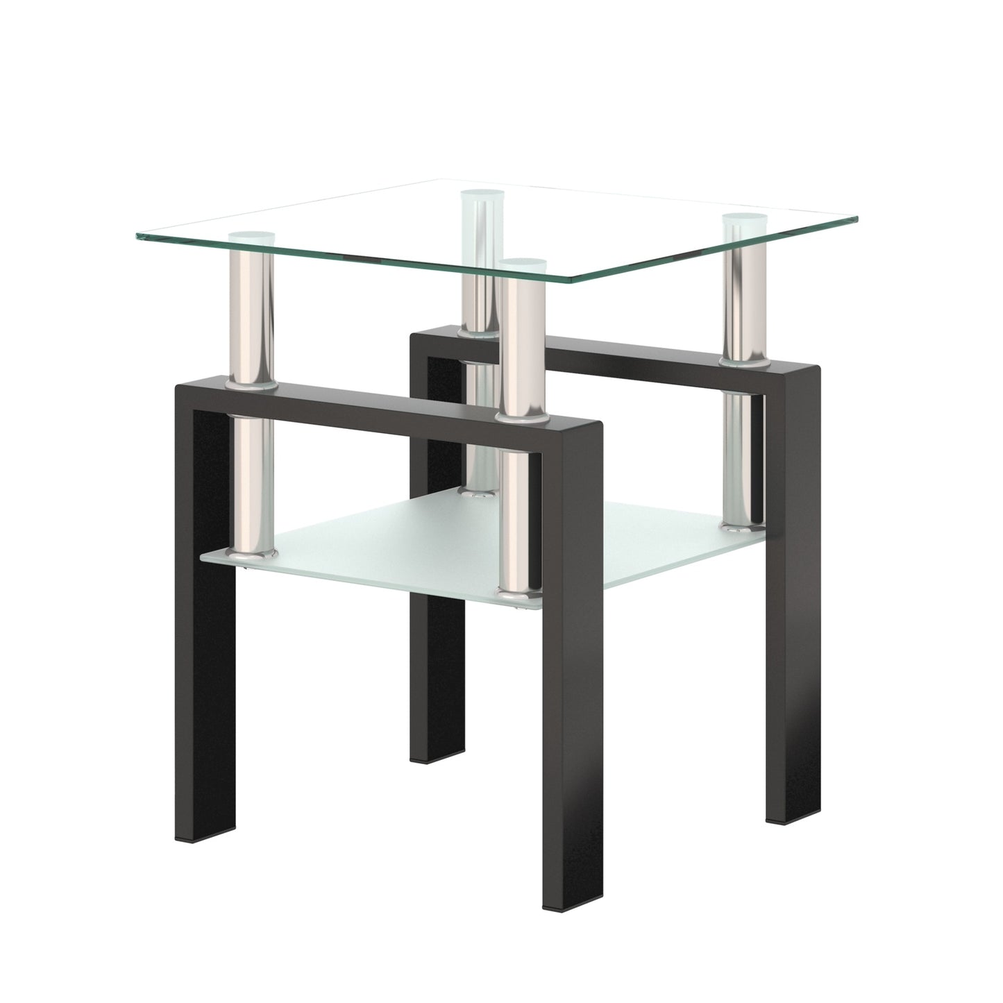 1-Piece Modern Tempered Glass Tea Coffee Table, Square For Living Room Furniture