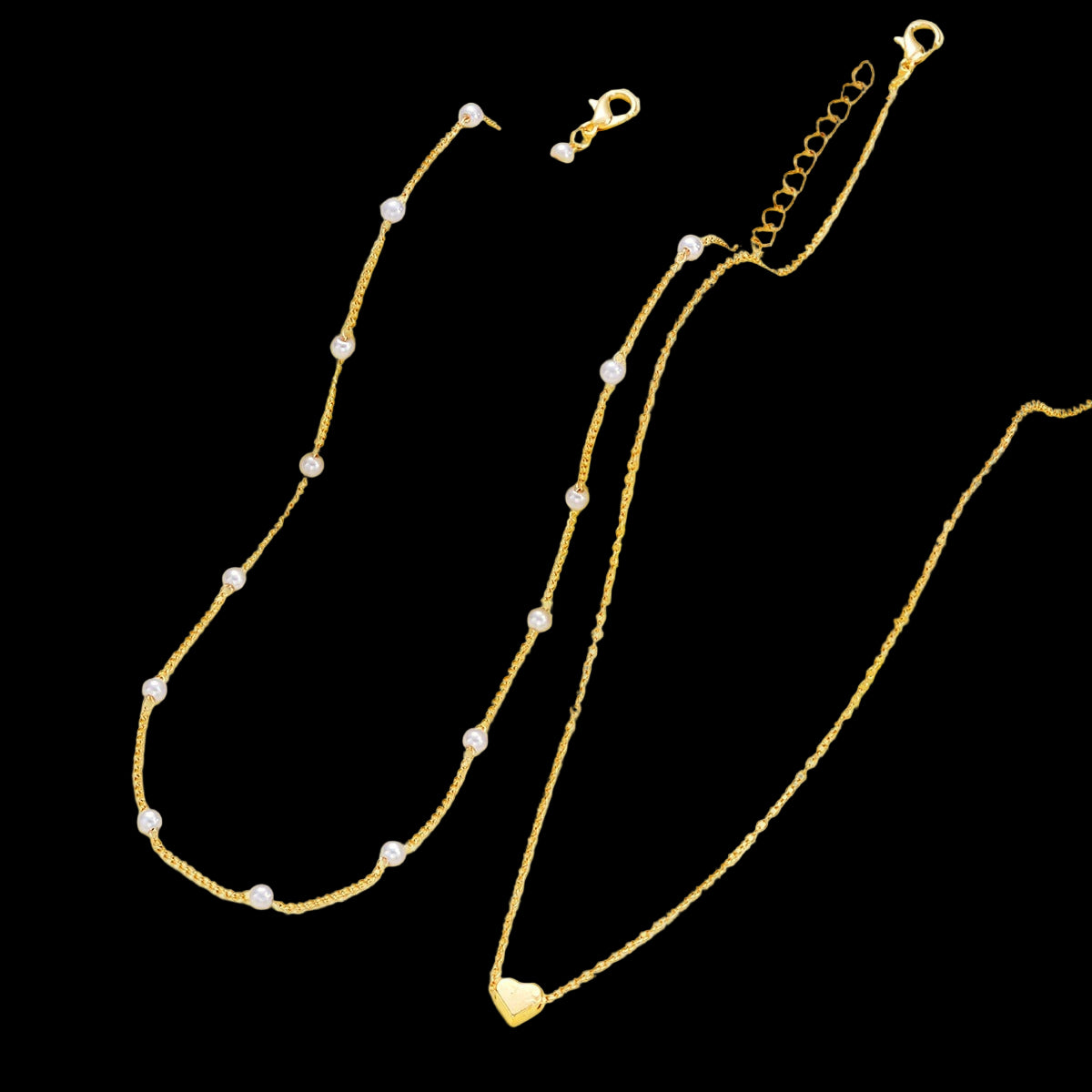 Double-layer Stacked Bag Round Beads Love Pearl Bracelet Necklace Jewelry Set Jewelry & Accessories