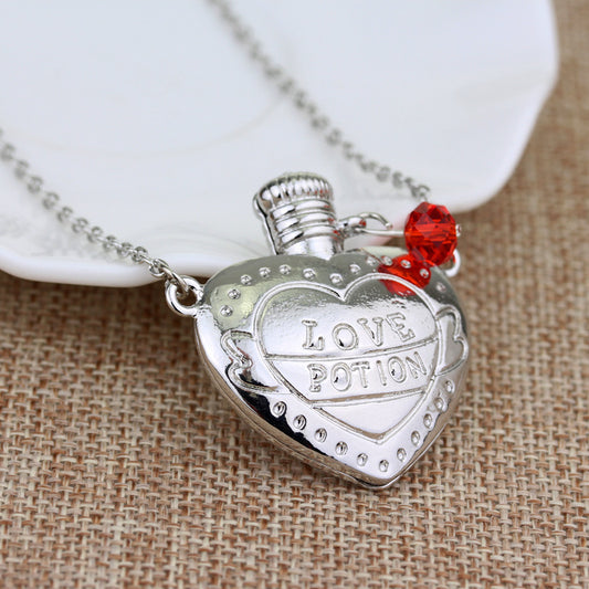 Collier tendance avec pendentif en forme de bouteille de pilules d'amour et de poison, cadeau de Saint-Valentin