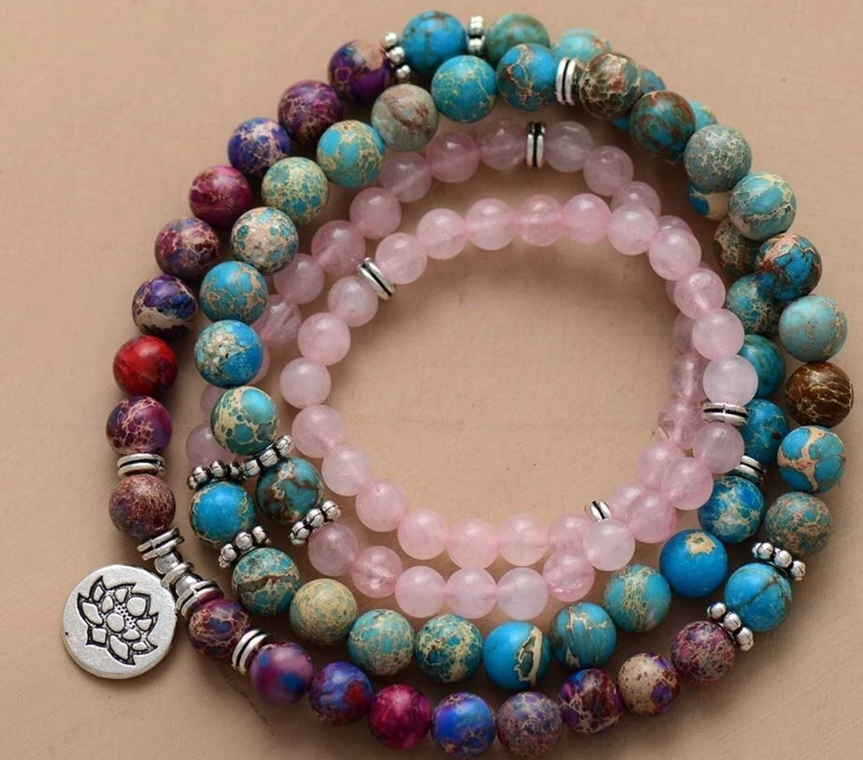 Amazon Stone Tiger Eye Stone Bracelet Necklace 108 Buddha Beads Lotus Bracelet Jewelry & Accessories