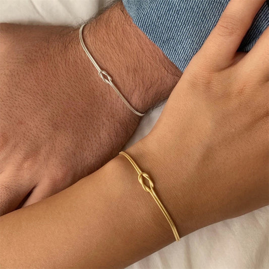 Collier et bracelet en acier inoxydable avec chaîne serpent et nœud pour la Saint-Valentin
