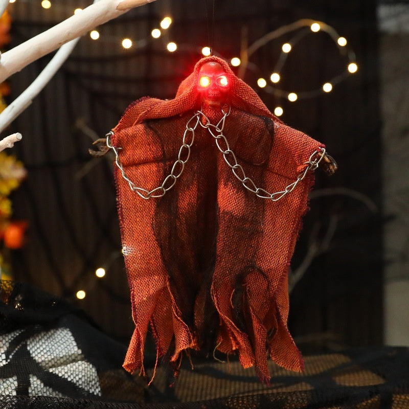 Halloween Hanging Ghost Iron Chain Glowing Skull Decorative Home Ornaments