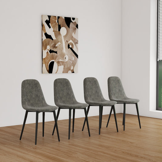 Lot de 4 chaises de salle à manger grises, chaises de cuisine modernes, chaises de salle à manger rembourrées en daim