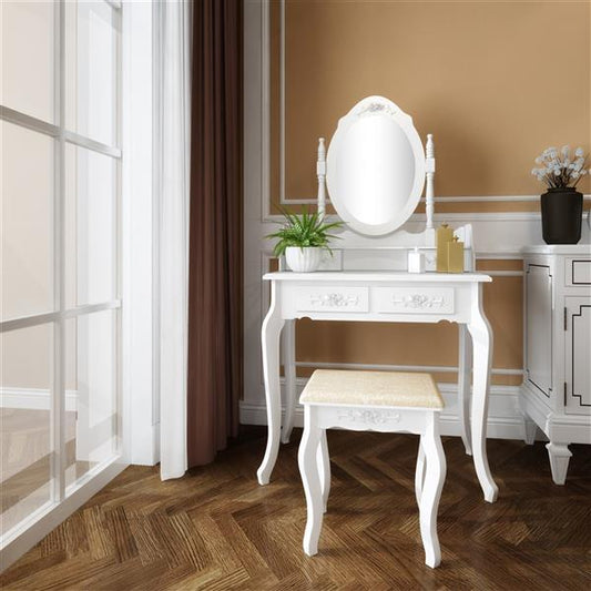 Four Drawer Single Mirror Dressing Table Set Bedroom Furniture
