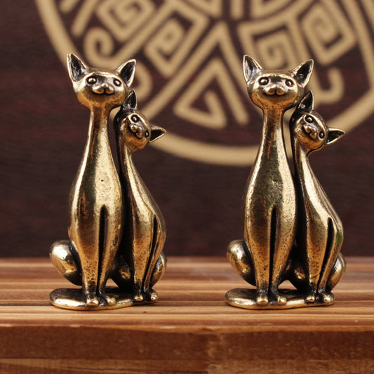 Brass Cat Ornament Couple Cat Ornament Home Office Leisure Small Ornament Home Ornaments
