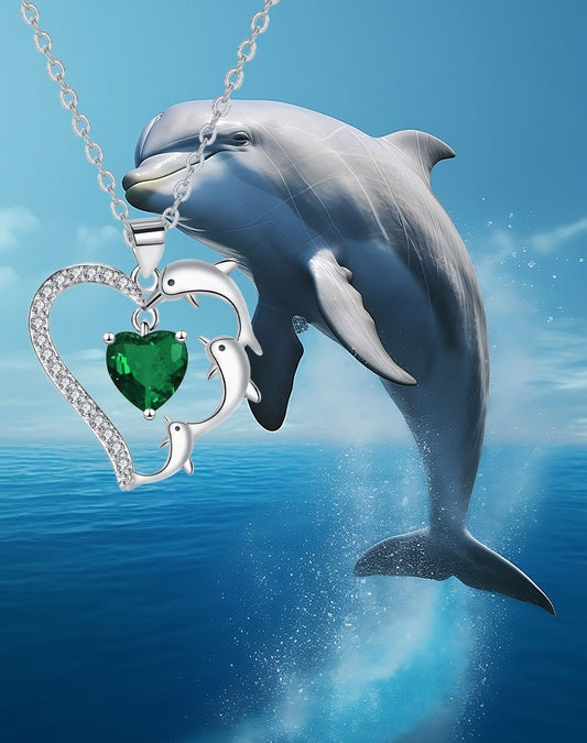 Heart-shaped Pendant Dolphin Necklace Niche Temperament Animal Clavicle Chain Jewelry/Accessories