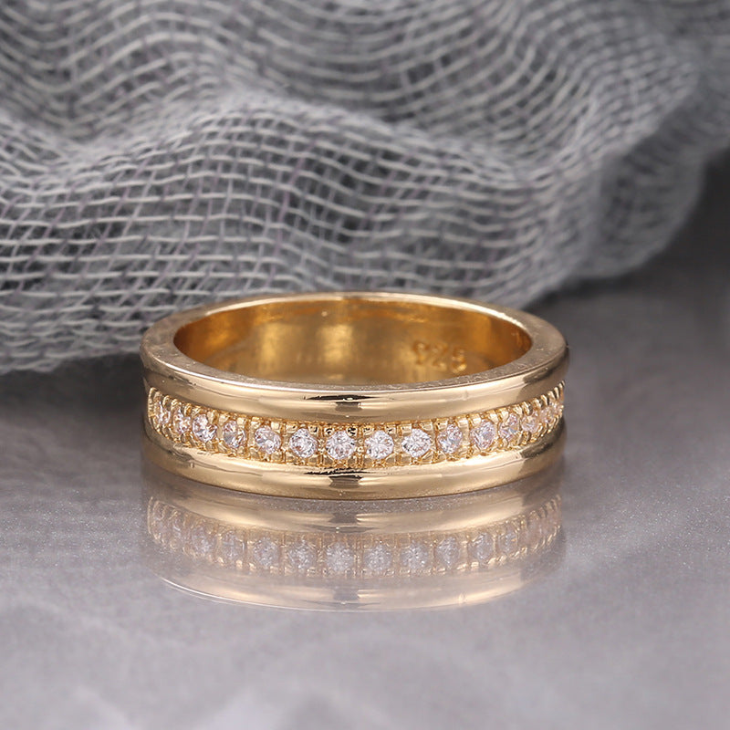 Simple Golden Sliver Rhinestones Ring Copper Plated  Exquisite RIngs Fashion Jewellery & Accessories