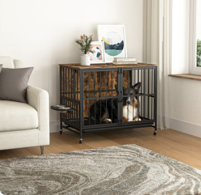 Cage multifonctionnelle pour chien avec plateaux amovibles