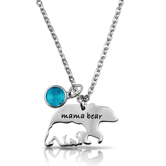 Collier en acier inoxydable avec pendentif Mère Ourse