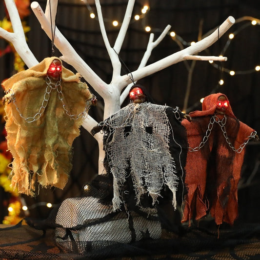 Halloween Hanging Ghost Iron Chain Glowing Skull Decorative Home Ornaments