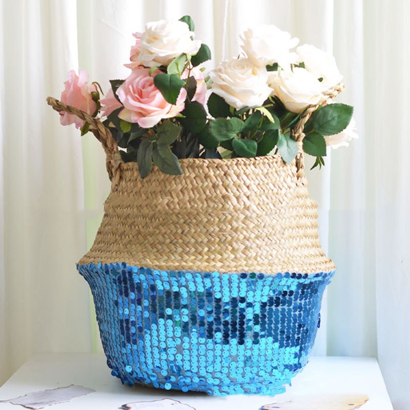 Straw folding basket furnishing household items Home Ornaments