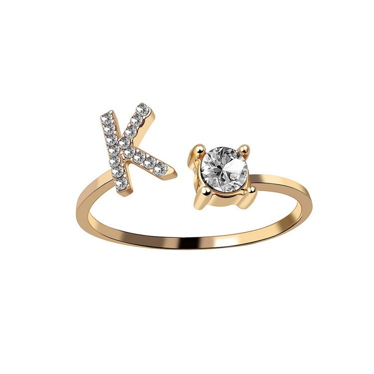 New Design Adjustable 26 Initial Letter Ring Fashion Jewelry For Women Simple Elegant Jewelry Exquisite Rings /Jewelry & Accessories