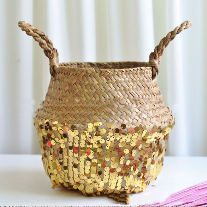 Straw folding basket furnishing household items Home Ornaments