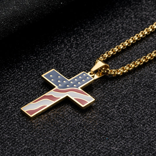 Flag Cross Necklace Jewelry/Accessories