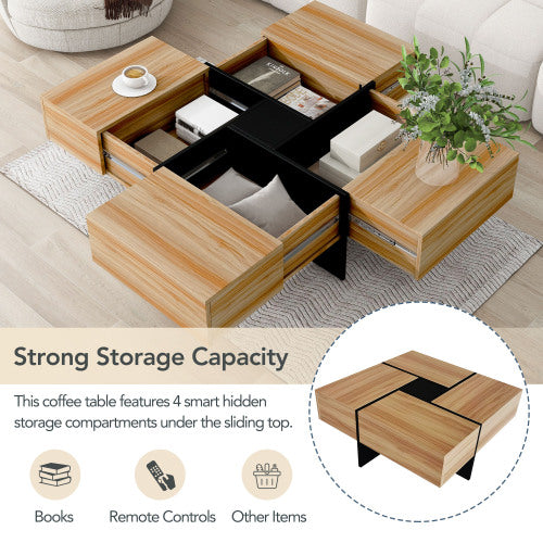 Unique Design Coffee Table With 4 Hidden Storage Compartments Furniture