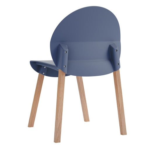 4-Pack Grey Blue Chairs  Red Oak Wood Legs & PP Seat, Indoor Dining & Living Room Furniture Set Furniture