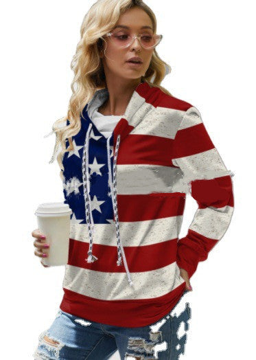 Women's American Flag Casual Urban Sweatshirt Apparel / Clothing