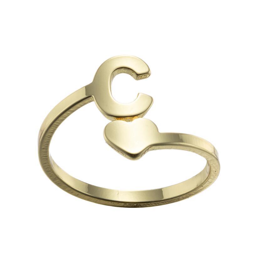 Exquisite A–Z Initial Letter Ring – Stainless Steel Jewelry & Accessories