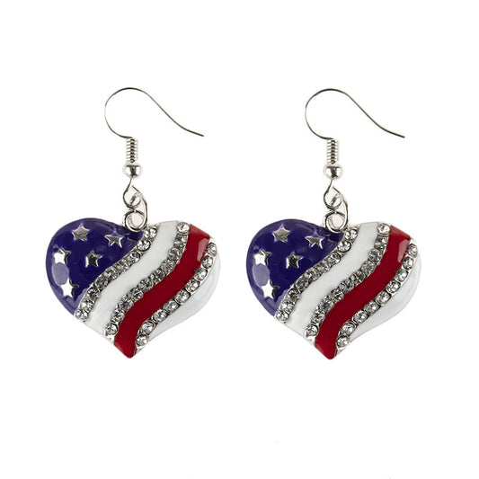 American Jewelry Flag Five-Pointed Star Diamond Earrings Net Red Temperament Earrings Jewelry/Accessories