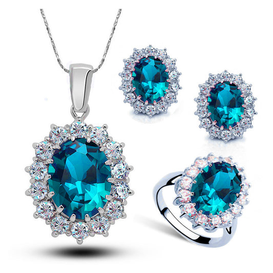 Crystal Jewelry Bridal Necklace Earrings Ring Jewelry Set Jewelry/Accessories