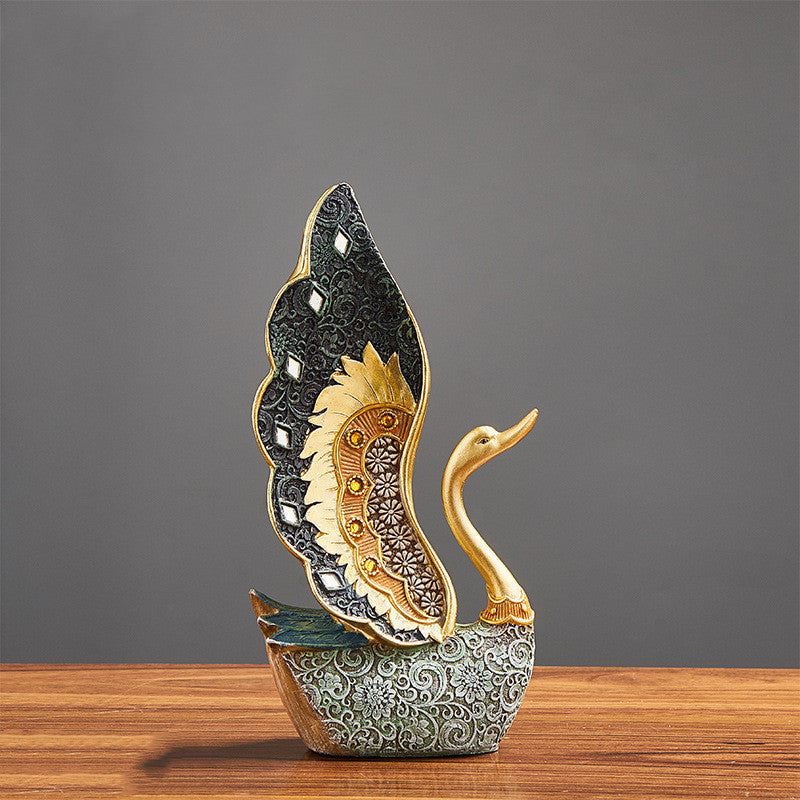 Wine Cabinet TV Cabinet Desktop Swan Resin Crafts Furnishings