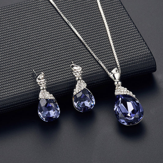 Alloy Plating Necklace Earrings Set Jewelry Set With Rhinestone Wedding Jewelry/Accessories