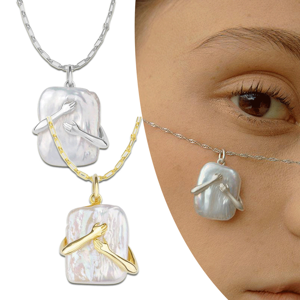 Unique Square Baroque Pearl Couple Pendant Necklace Valentines Day Lover Gift Party Jewelry Jewelry / Accessories
