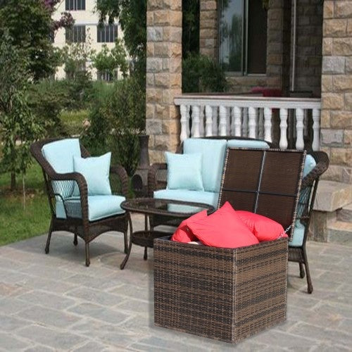 Coffre de rangement pour meubles de patio en osier