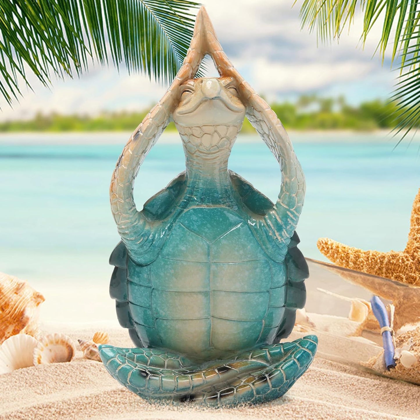 Sea Turtle Meditation Yoga Decor Garden Figurine Sea Turtle Meditating Coastal Beach Decorations Zen Yoga Resin Statue For Home Office Decorations Put The Palm Separate Home Ornaments