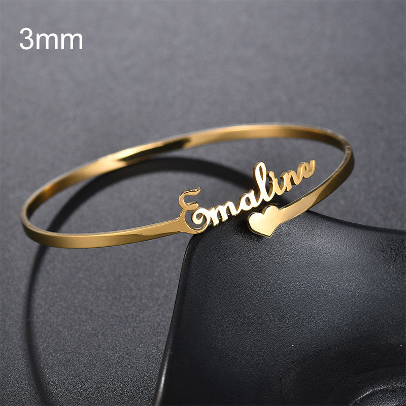 Customized Name Bracelet Personalized Custom Bangles Stainless Steel Jewelry / Accessories