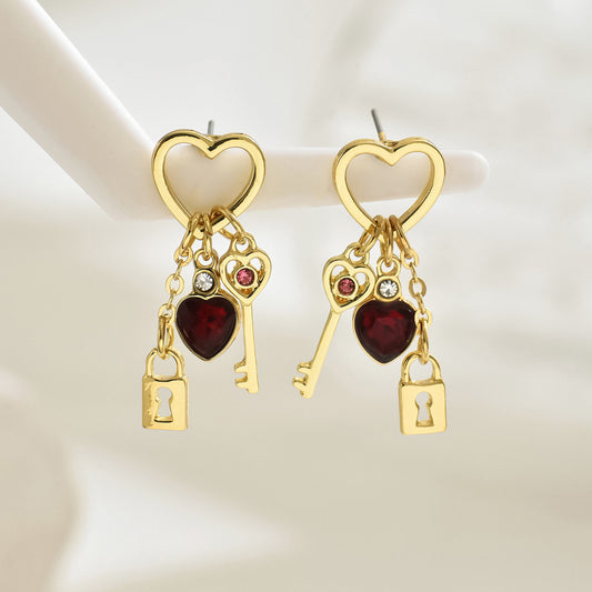 Boucles d'oreilles Love de luxe avec strass – Série Lock Boucles d'oreilles en forme de cadenas diamant, cadeau idéal pour la Saint-Valentin pour femme