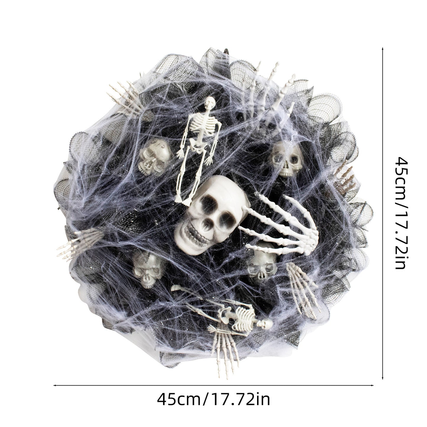 Halloween Black Mesh Skull Garland Party Layout Props Home Ornaments