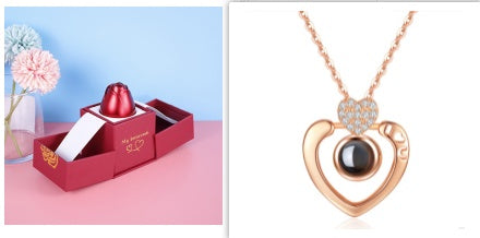 Hot Gift for Birthday, Mother's Day, Christmas & Valentine's Day – Elegant Metal Rose Jewelry Gift Box Necklace for Wedding, Girlfriend & Loved Ones