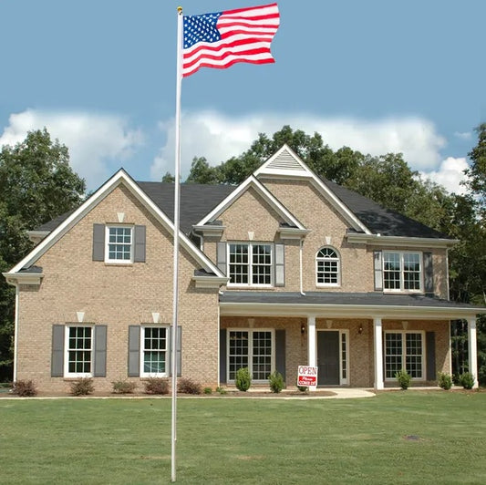 25ft Solemn Outdoor Decoration Sectional Halyard Pole US America Flag Flagpole Kit Flags & Banners