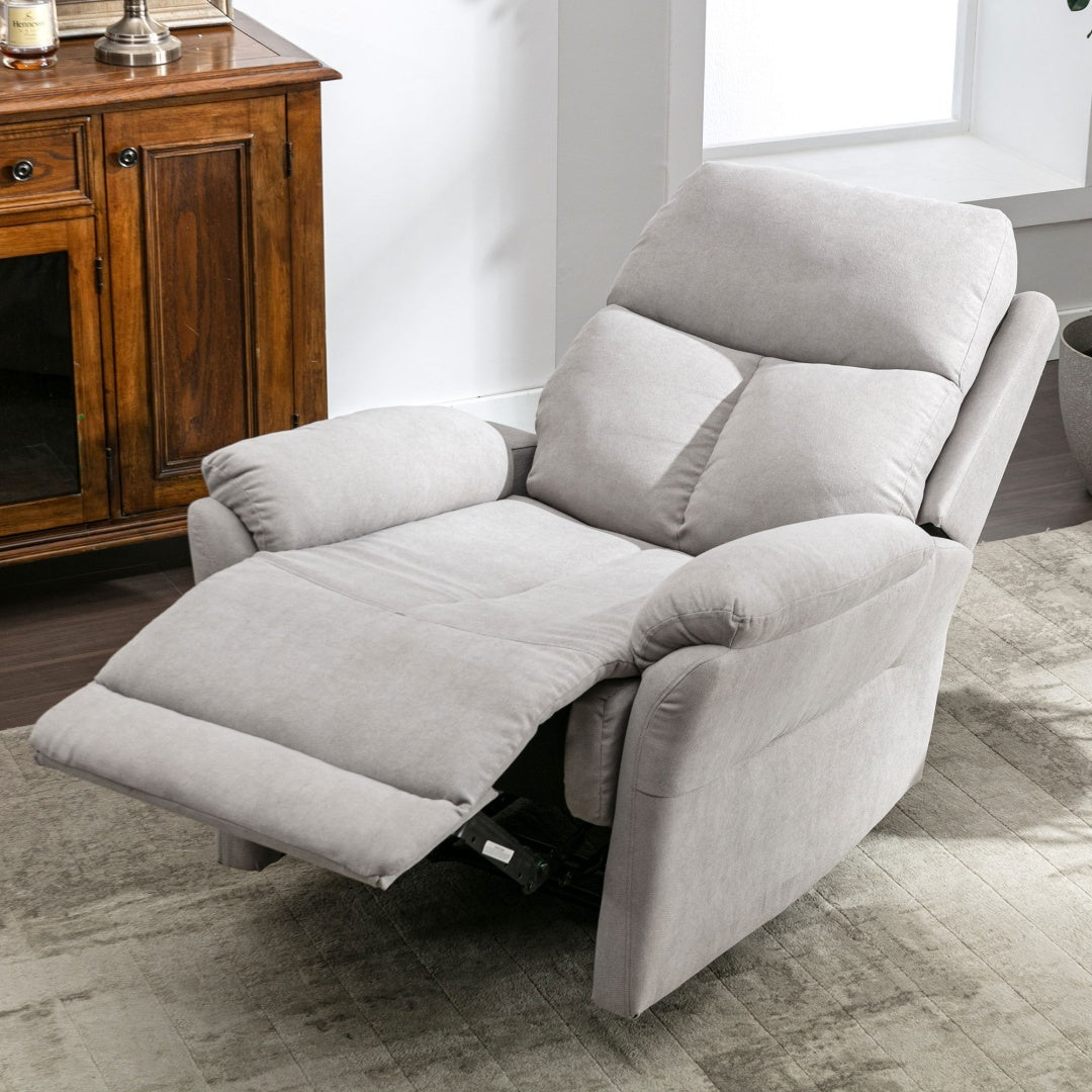 Recliner Chair For The Elderly, Fabric Upholstered Chair With Side Pockets, Recliner Armchair Adjustable For Living Room Bedroom,Gray Furniture