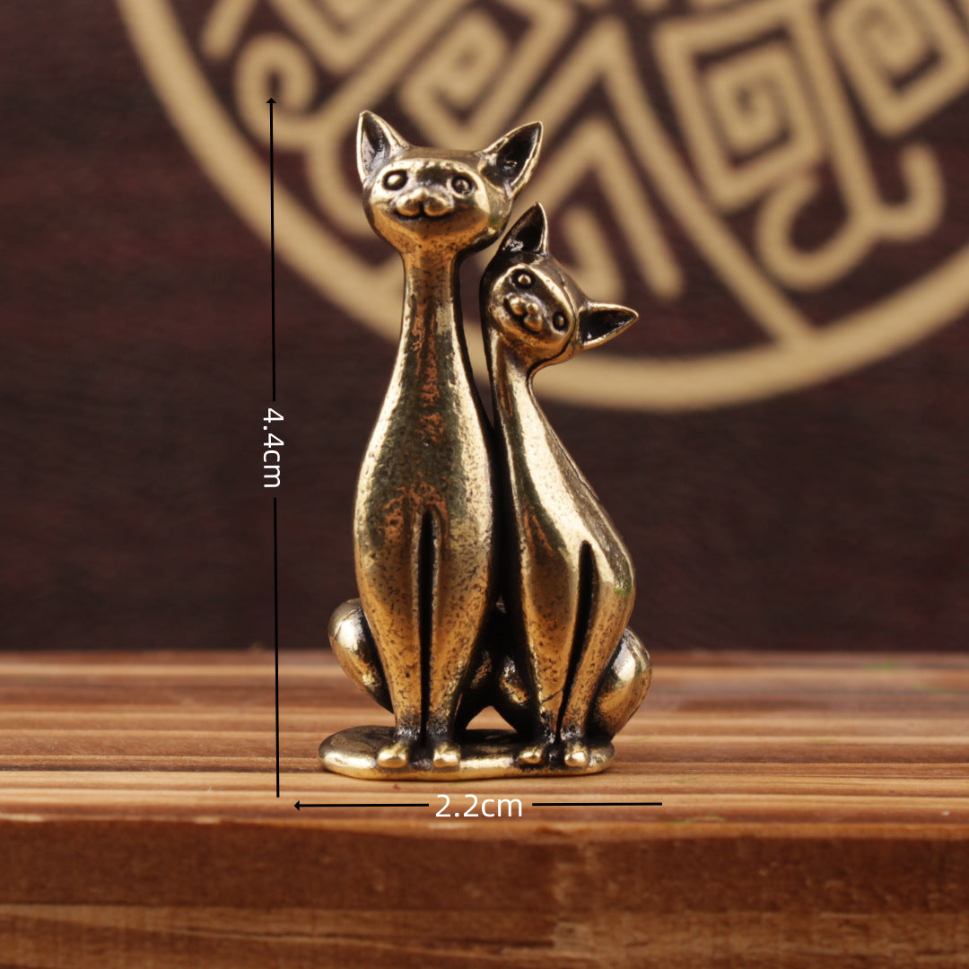 Brass Cat Ornament Couple Cat Ornament Home Office Leisure Small Ornament Home Ornaments