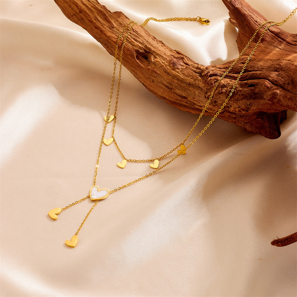 Cute Heart Star Moon Tassel Anklet Stainless Steel Jewelry & Accessories