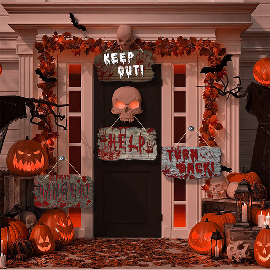 Imitation Wooden Doorplate Ghost Festival Haunted House Horror Atmosphere Decoration Home Ornaments