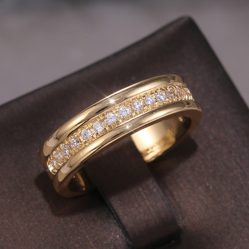 Simple Golden Sliver Rhinestones Ring Copper Plated  Exquisite RIngs Fashion Jewellery & Accessories