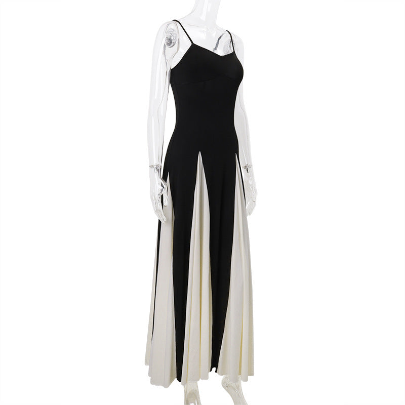 Women's Fashion Color Contrast Sling Dress Women's Garments Apparel / Clothing