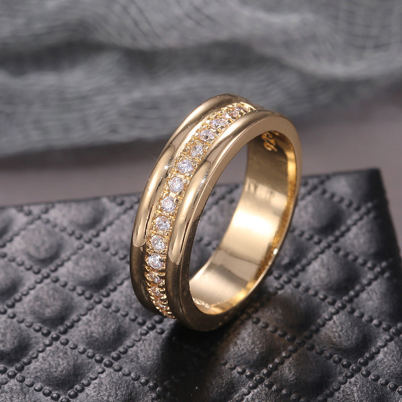 Simple Golden Sliver Rhinestones Ring Copper Plated  Exquisite RIngs Fashion Jewellery & Accessories