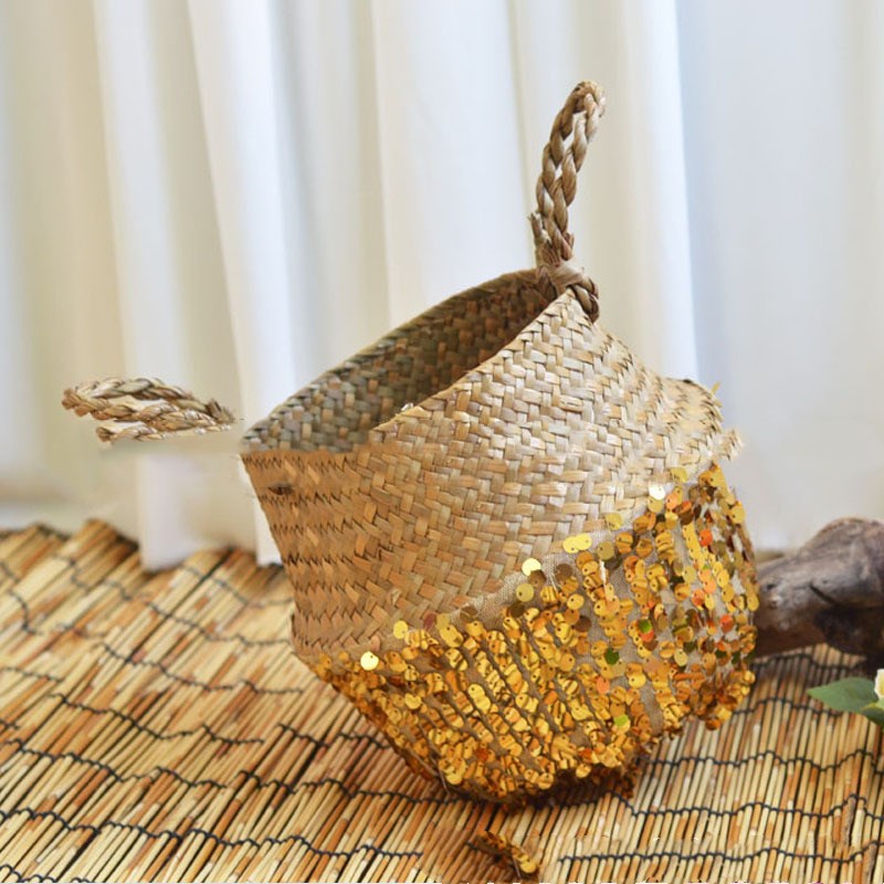 Straw folding basket furnishing household items Home Ornaments